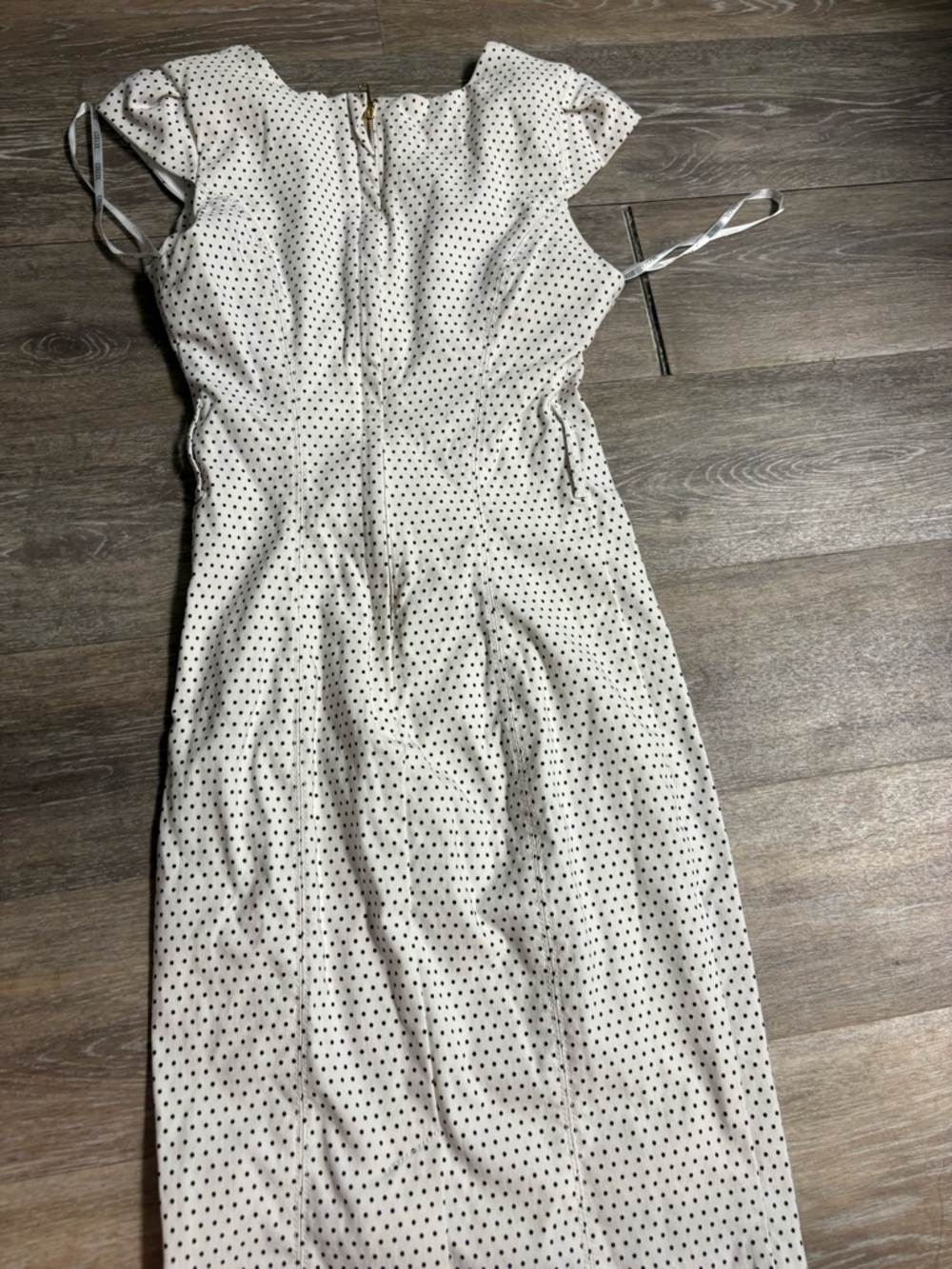 XOXO White Midi Dress with Black Polka Dots - Picture 3 of 3